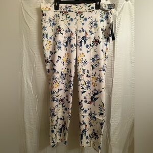 Verve Blues White Floral Print High-Waist Trousers